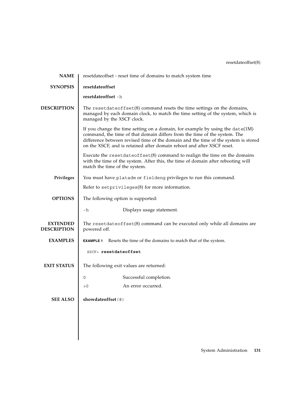 Resetdateoffset | FUJITSU SPARC ENTERPRISE M9000 User Manual | Page 155 / 560