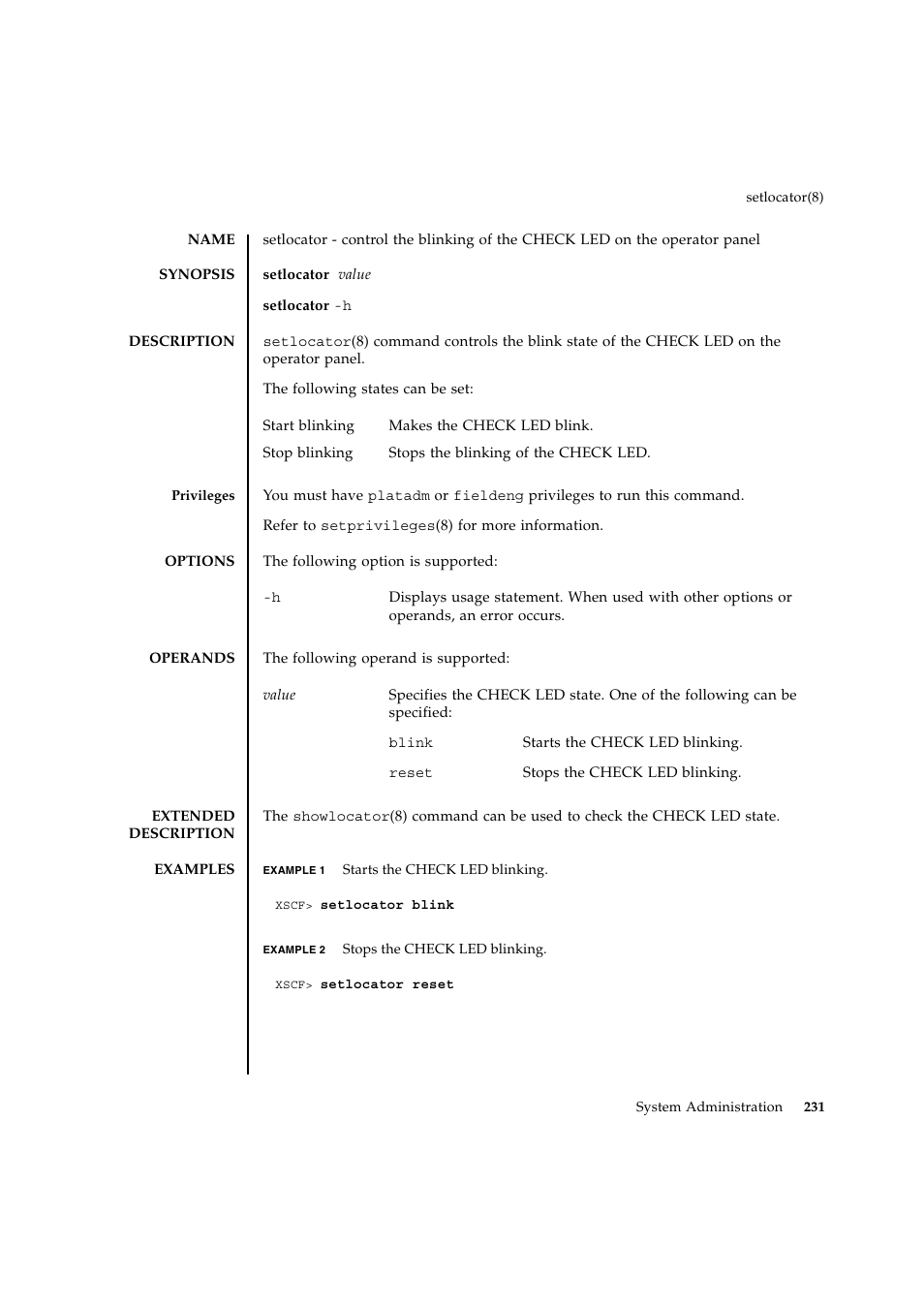 Setlocator | FUJITSU SPARC ENTERPRISE M9000 User Manual | Page 255 / 560