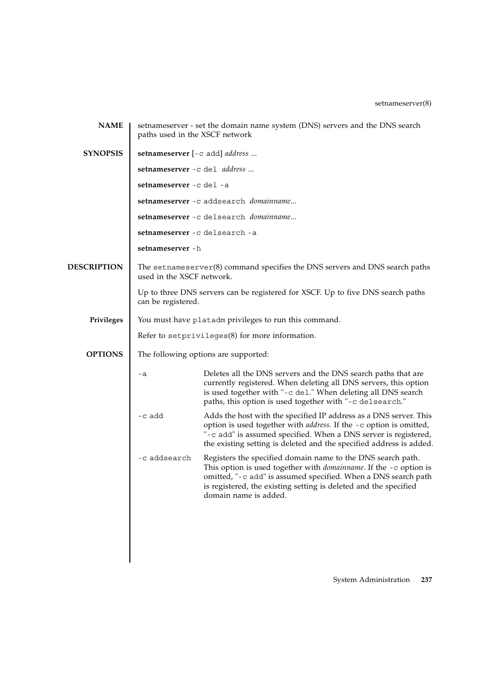 Setnameserver | FUJITSU SPARC ENTERPRISE M9000 User Manual | Page 261 / 560