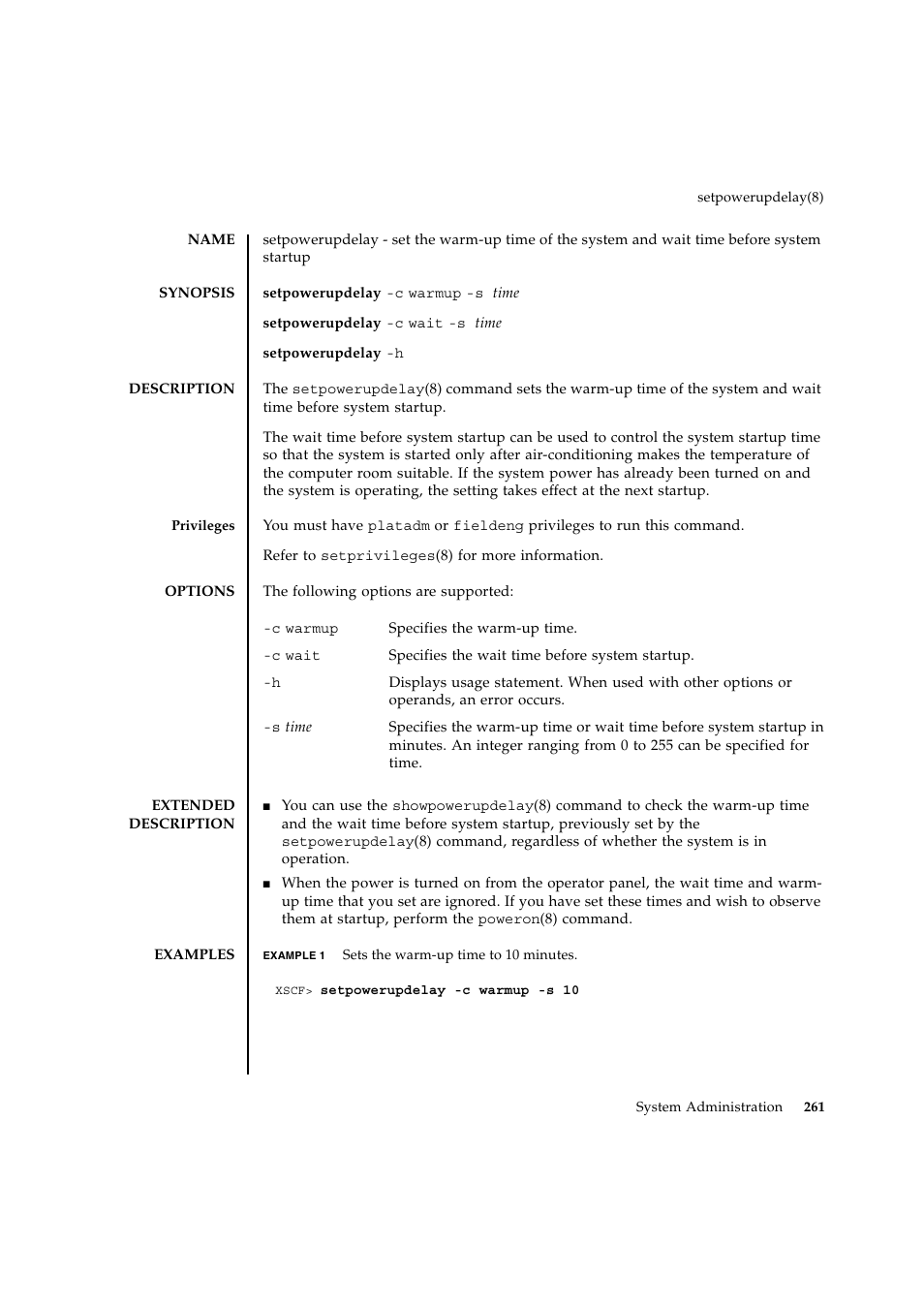 Setpowerupdelay | FUJITSU SPARC ENTERPRISE M9000 User Manual | Page 285 / 560