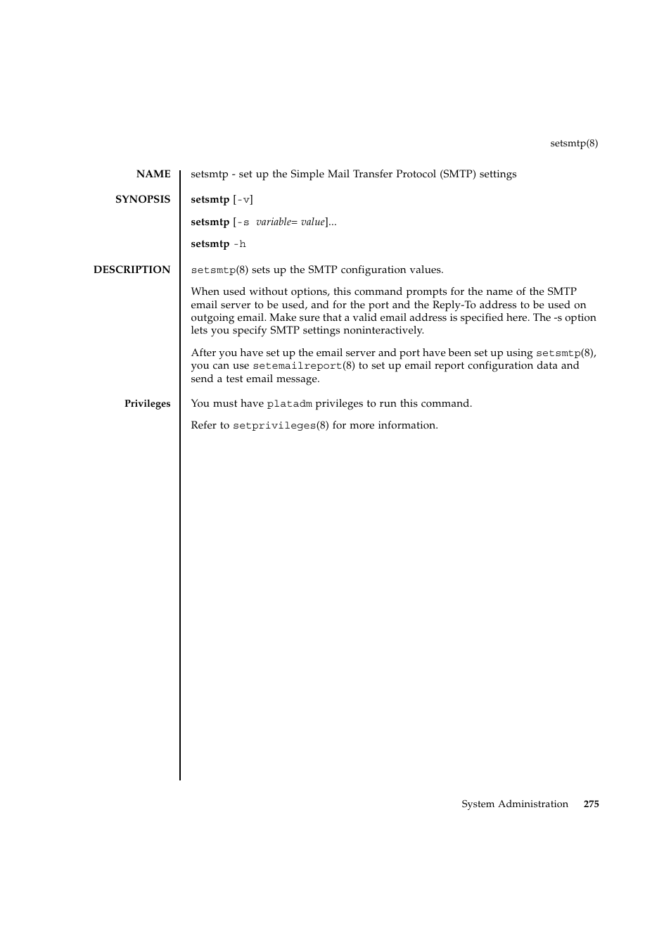 Setsmtp | FUJITSU SPARC ENTERPRISE M9000 User Manual | Page 299 / 560