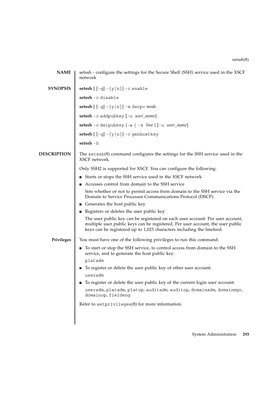 Setssh | FUJITSU SPARC ENTERPRISE M9000 User Manual | Page 317 / 560