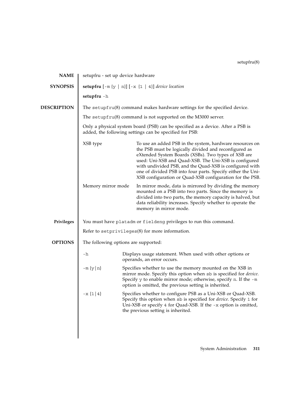 Setupfru | FUJITSU SPARC ENTERPRISE M9000 User Manual | Page 335 / 560