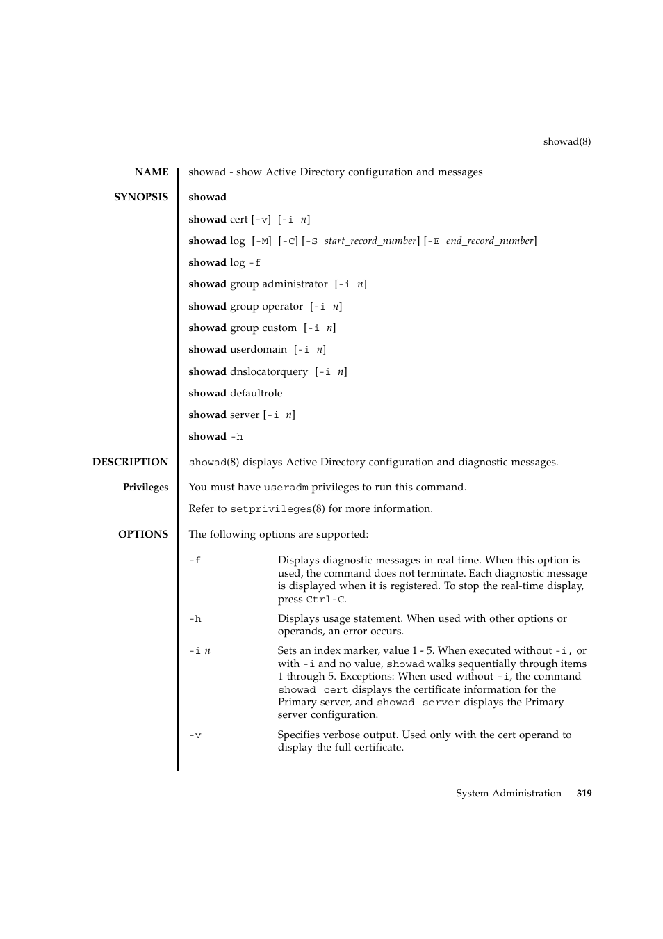 Showad | FUJITSU SPARC ENTERPRISE M9000 User Manual | Page 343 / 560