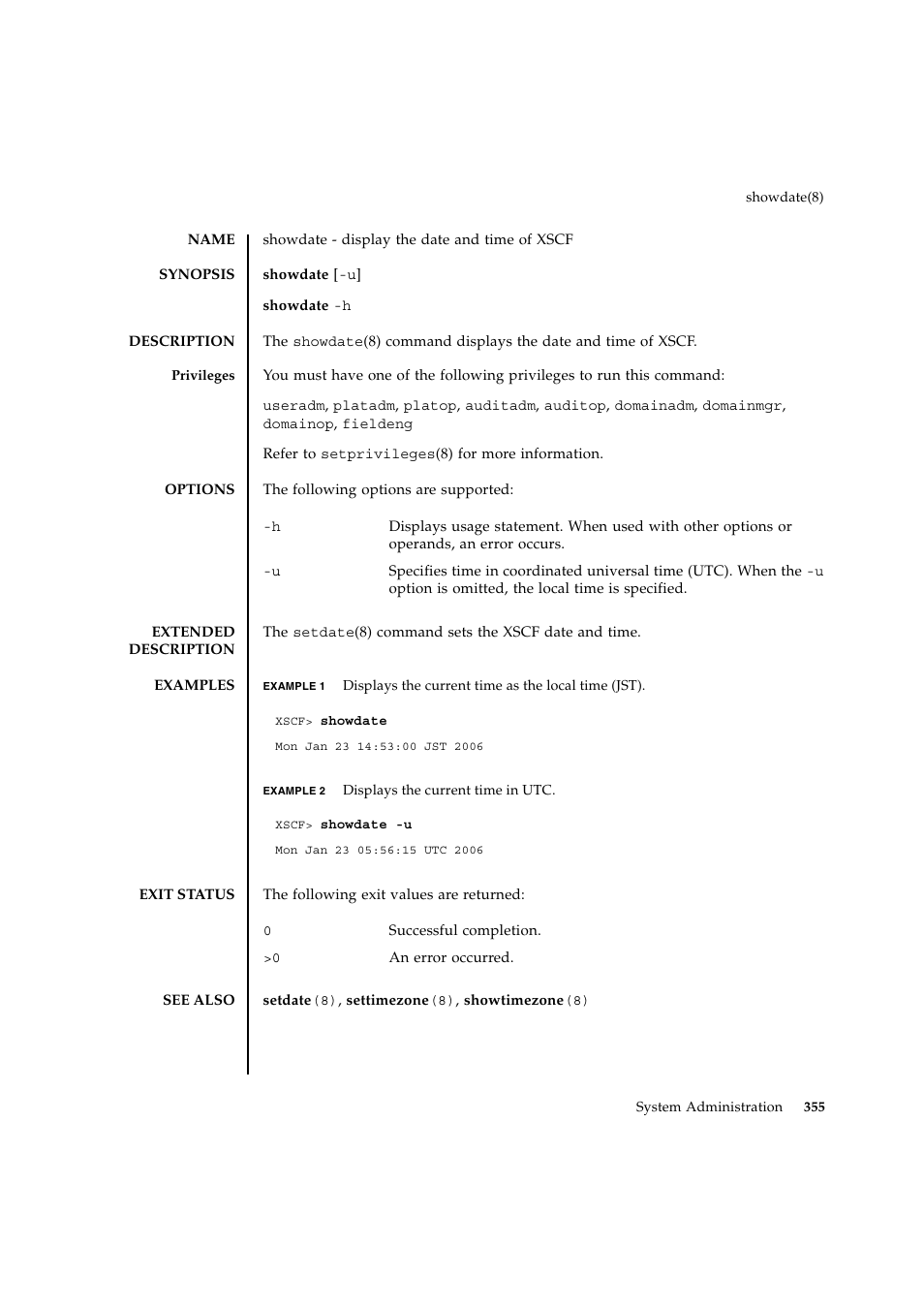 Showdate | FUJITSU SPARC ENTERPRISE M9000 User Manual | Page 379 / 560