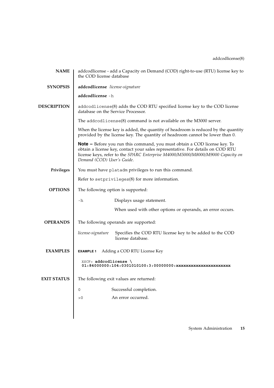 Addcodlicense | FUJITSU SPARC ENTERPRISE M9000 User Manual | Page 39 / 560