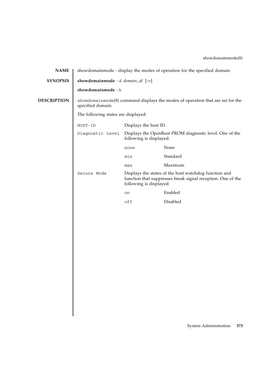 Showdomainmode | FUJITSU SPARC ENTERPRISE M9000 User Manual | Page 397 / 560