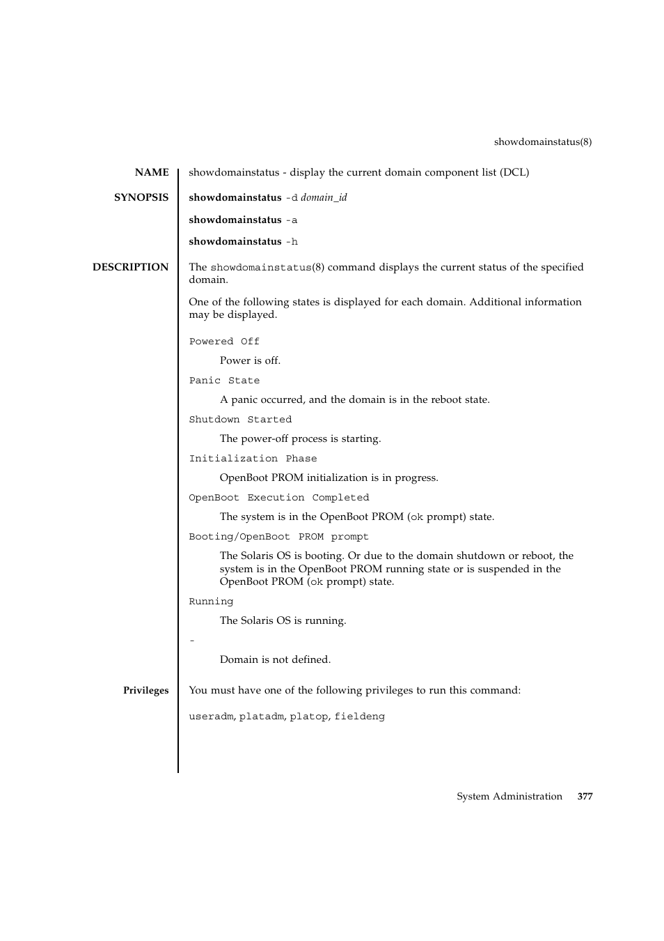 Showdomainstatus | FUJITSU SPARC ENTERPRISE M9000 User Manual | Page 401 / 560