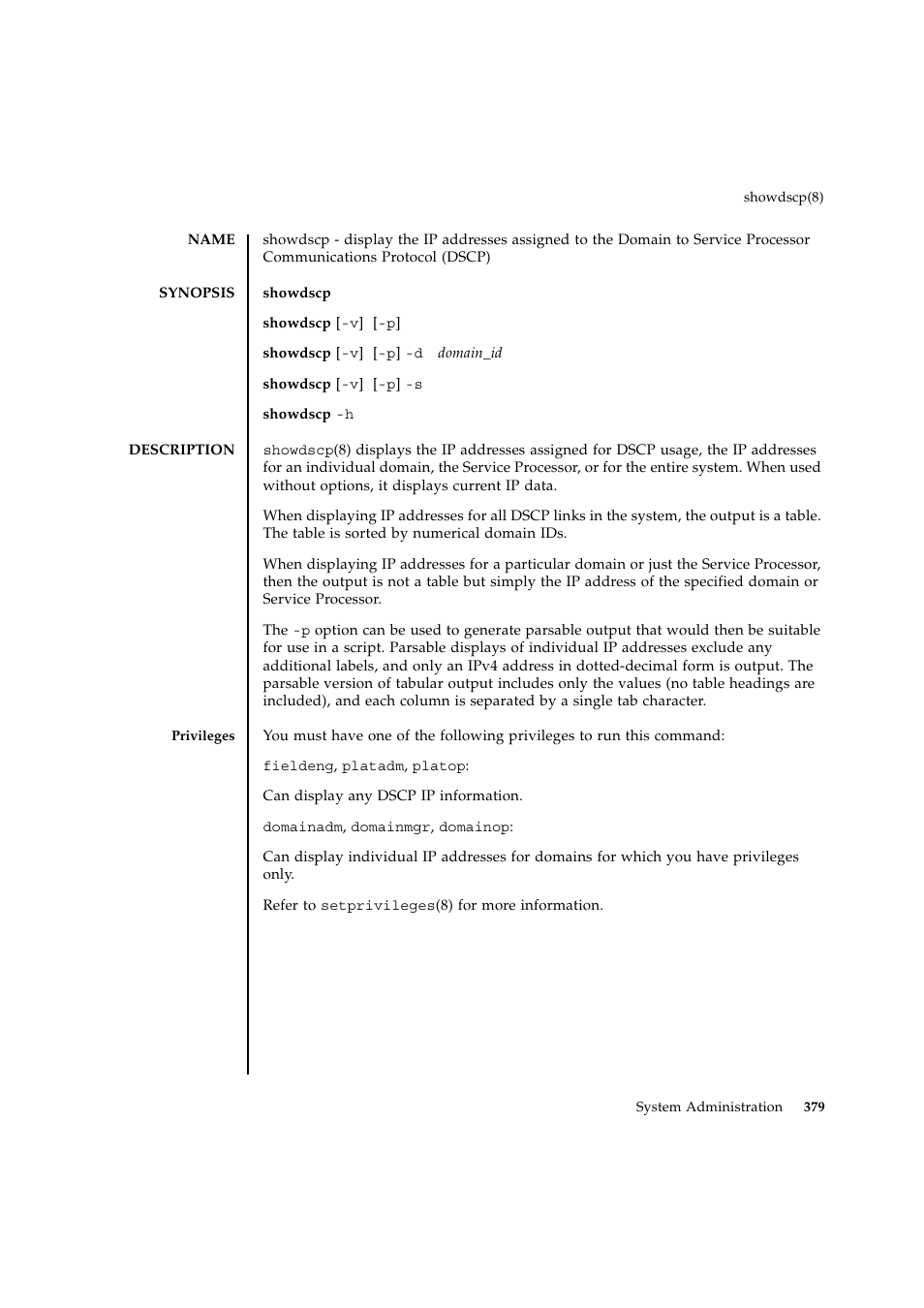 Showdscp | FUJITSU SPARC ENTERPRISE M9000 User Manual | Page 403 / 560