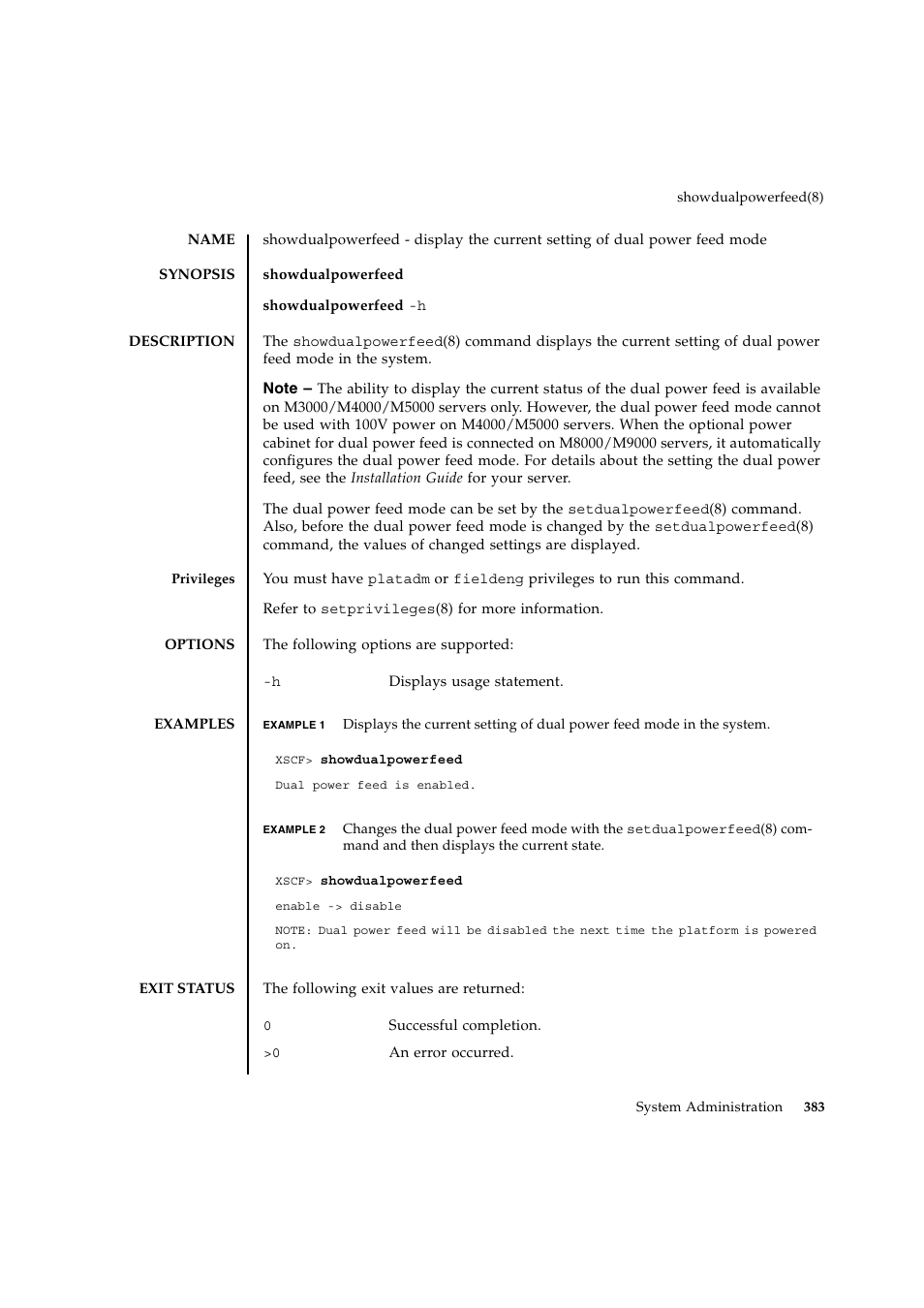 Showdualpowerfeed | FUJITSU SPARC ENTERPRISE M9000 User Manual | Page 407 / 560