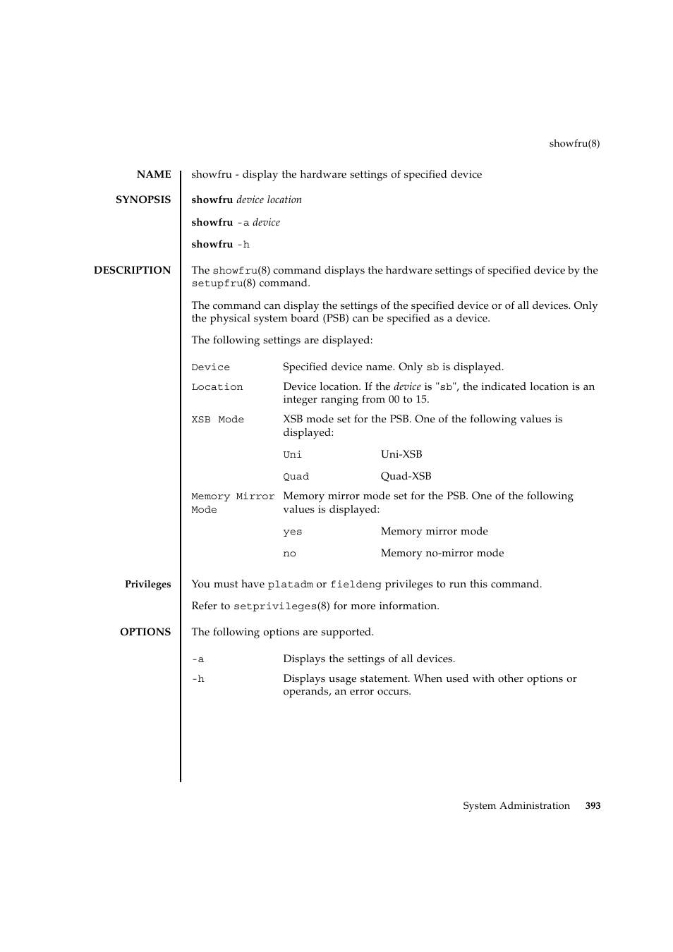 Showfru | FUJITSU SPARC ENTERPRISE M9000 User Manual | Page 417 / 560