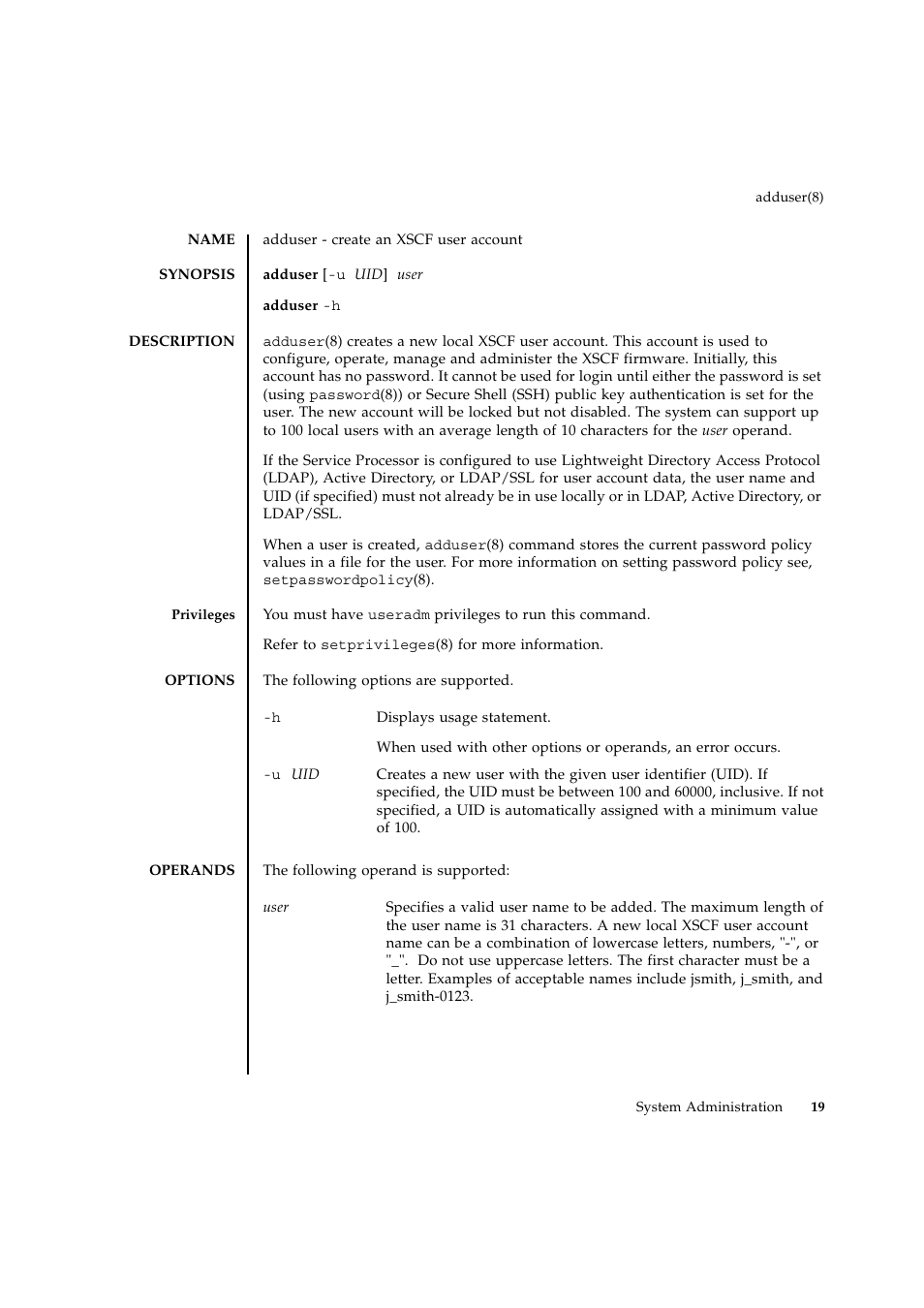 Adduser | FUJITSU SPARC ENTERPRISE M9000 User Manual | Page 43 / 560