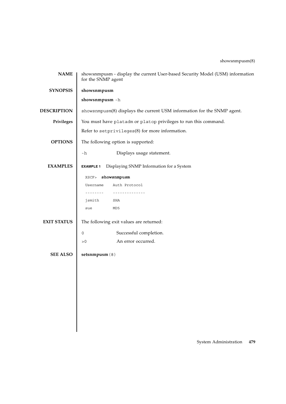 Showsnmpusm | FUJITSU SPARC ENTERPRISE M9000 User Manual | Page 503 / 560