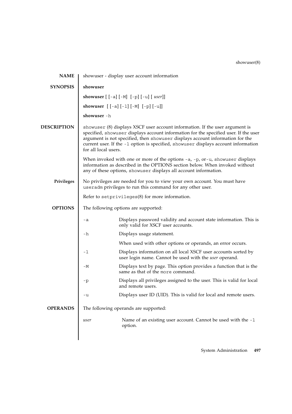 Showuser | FUJITSU SPARC ENTERPRISE M9000 User Manual | Page 521 / 560