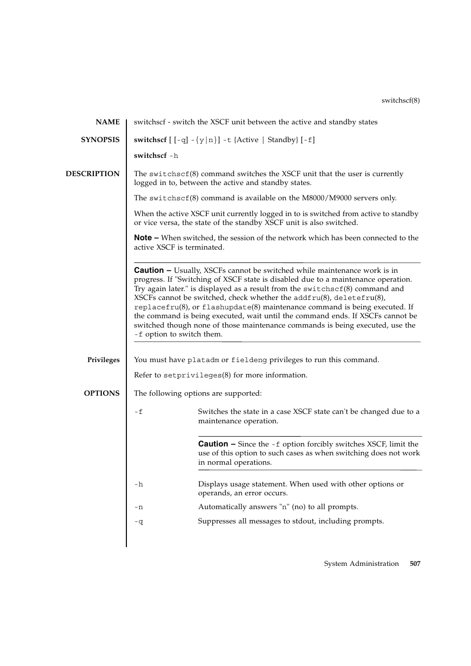 Switchscf | FUJITSU SPARC ENTERPRISE M9000 User Manual | Page 531 / 560