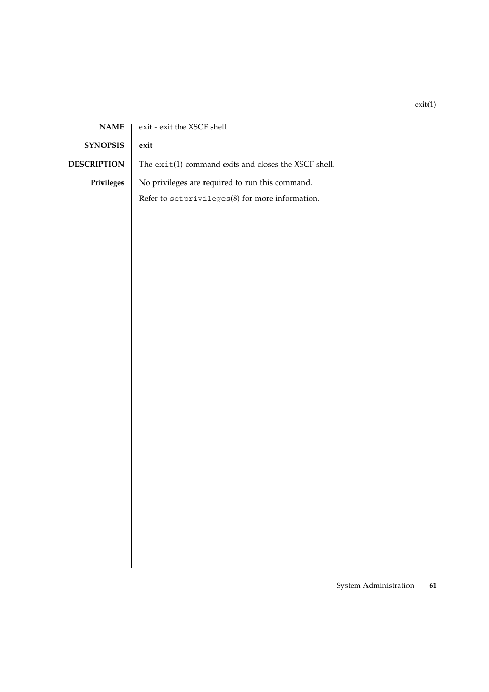 Exit | FUJITSU SPARC ENTERPRISE M9000 User Manual | Page 85 / 560