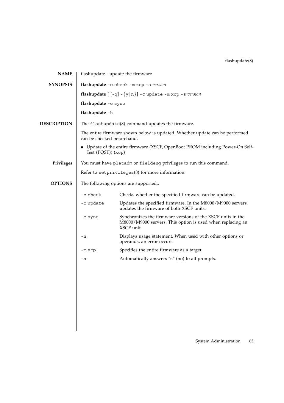 Flashupdate | FUJITSU SPARC ENTERPRISE M9000 User Manual | Page 87 / 560