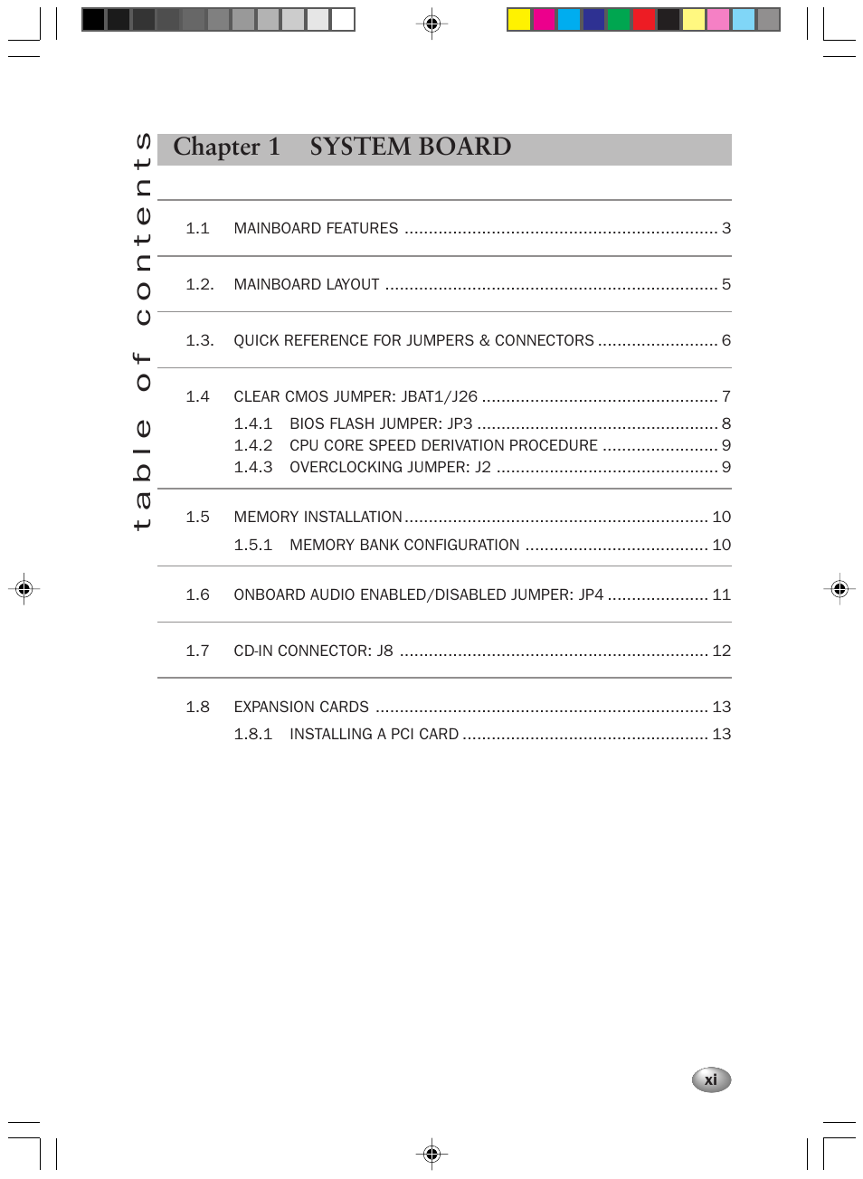 Table of contents chapter 1 system board | FUJITSU DESKPOWER 2000 User Manual | Page 11 / 50