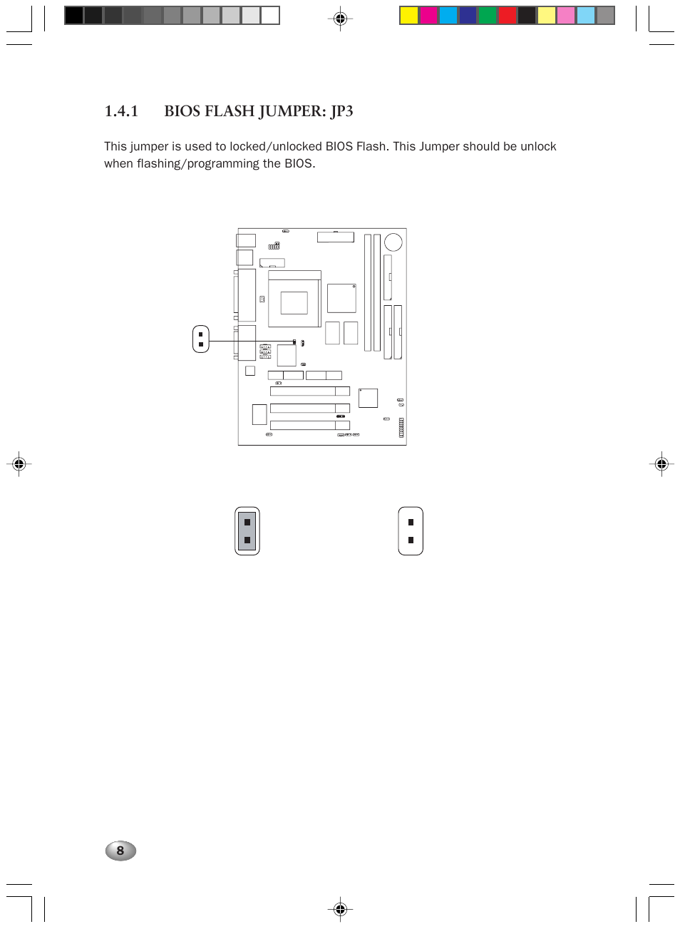 1 bios flash jumper: jp3 | FUJITSU DESKPOWER 2000 User Manual | Page 20 / 50