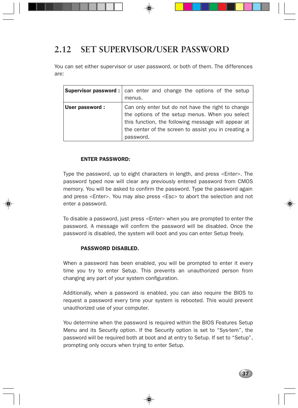 12 set supervisor/user password | FUJITSU DESKPOWER 2000 User Manual | Page 49 / 50