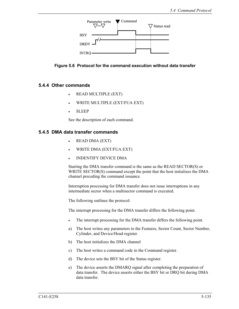 4 other commands, 5 dma data transfer commands | FUJITSU MHW2060AC User Manual | Page 211 / 278