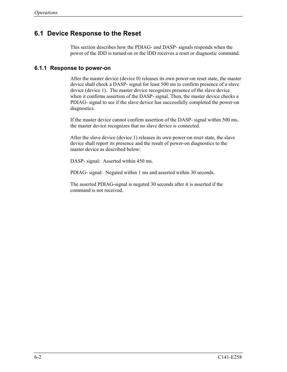 1 device response to the reset, 1 response to power-on | FUJITSU MHW2060AC User Manual | Page 242 / 278