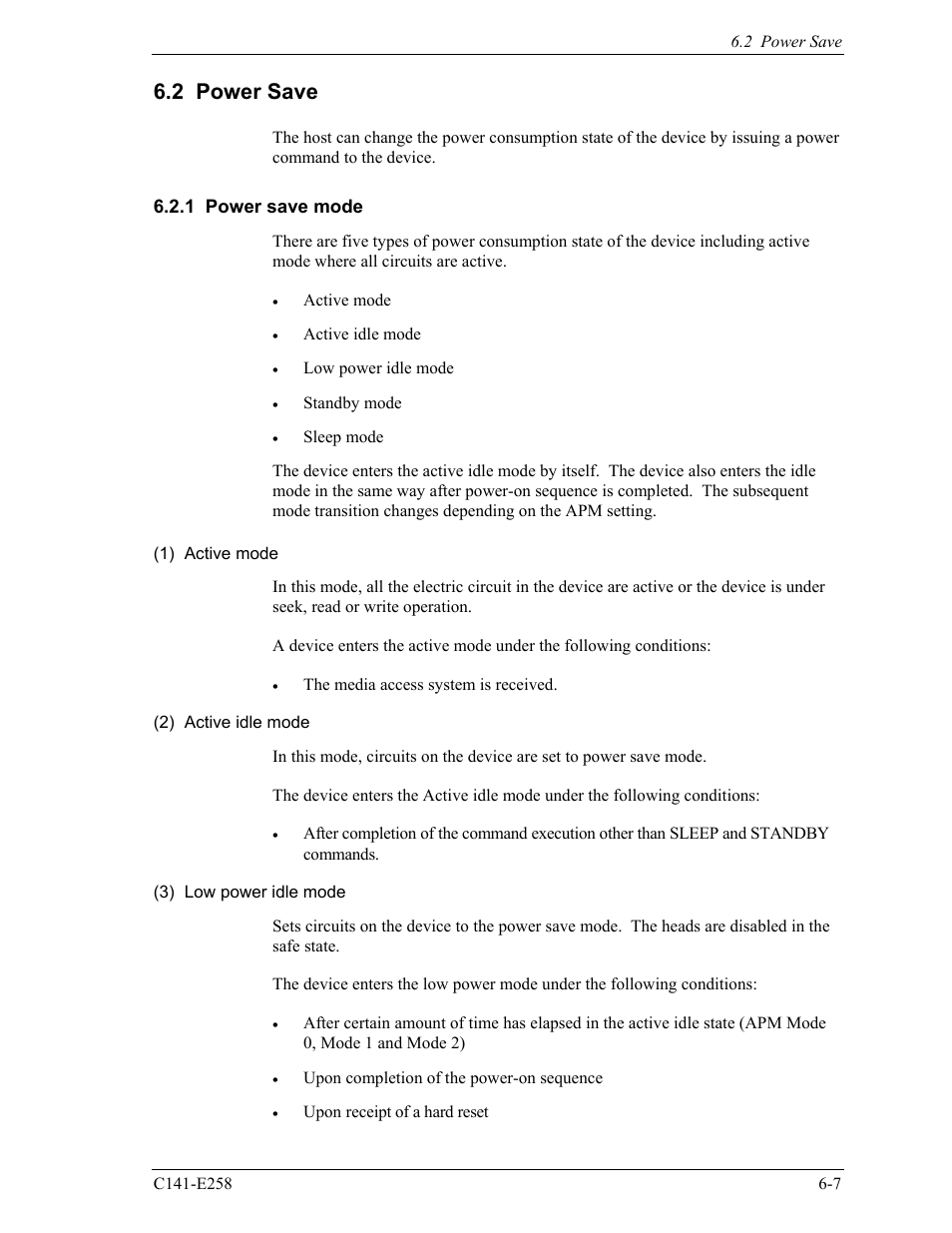 2 power save, 1 power save mode | FUJITSU MHW2060AC User Manual | Page 247 / 278