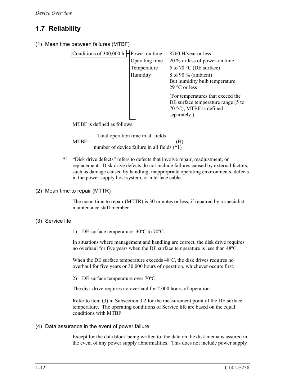 7 reliability | FUJITSU MHW2060AC User Manual | Page 34 / 278