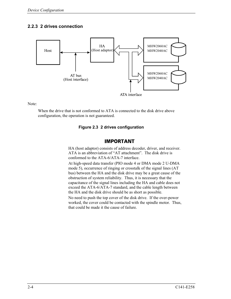 3 2 drives connection | FUJITSU MHW2060AC User Manual | Page 42 / 278