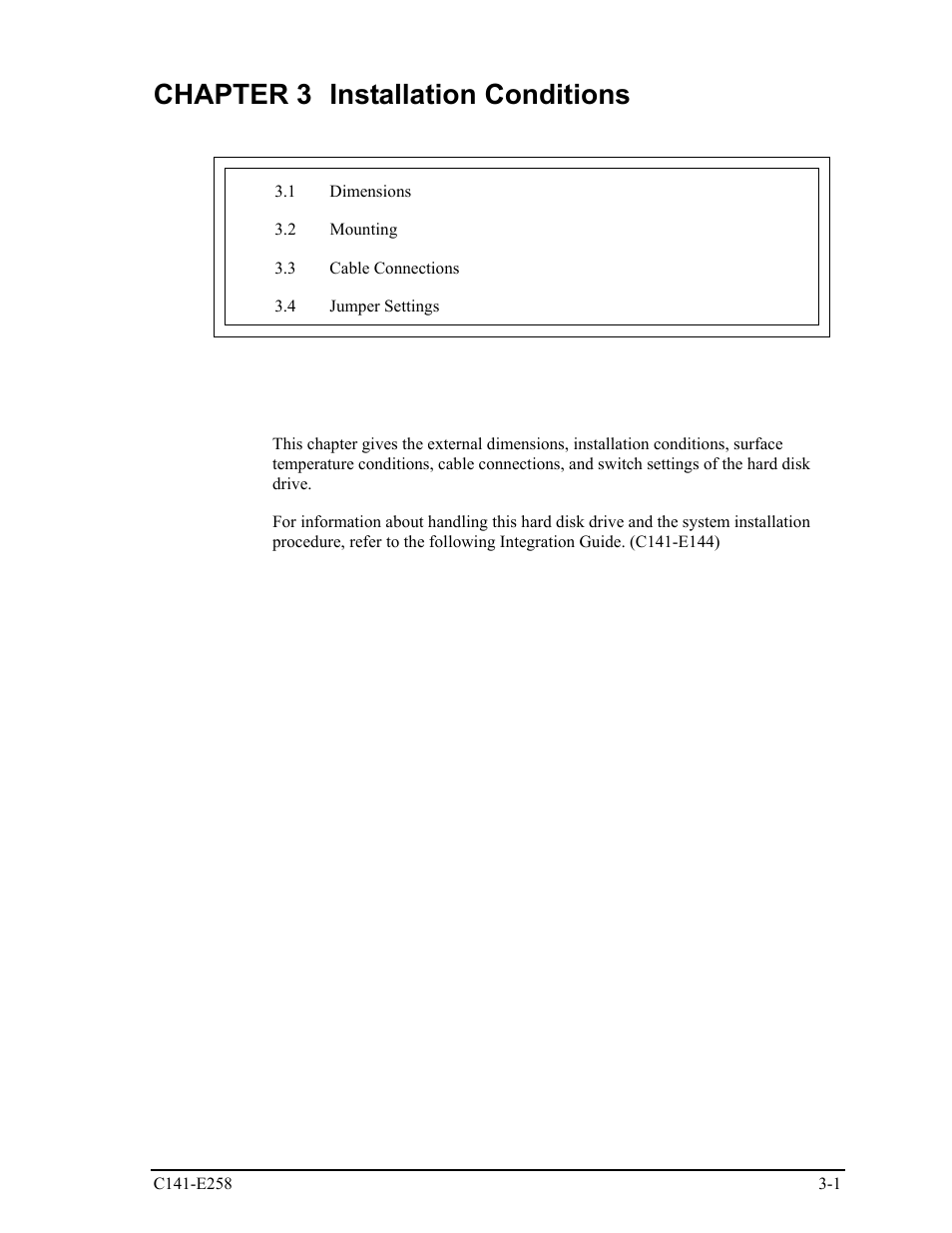 Chapter 3 installation conditions | FUJITSU MHW2060AC User Manual | Page 43 / 278