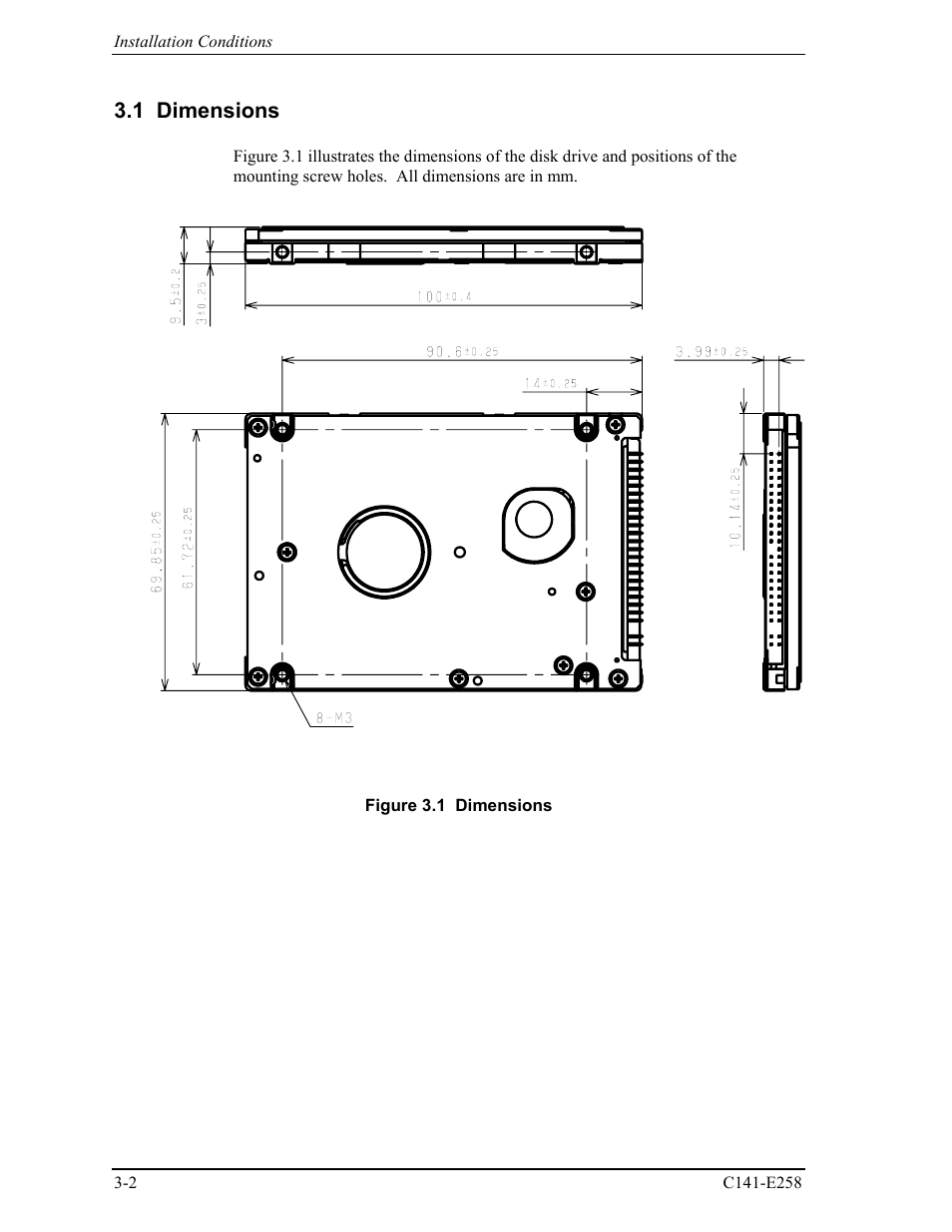 1 dimensions | FUJITSU MHW2060AC User Manual | Page 44 / 278