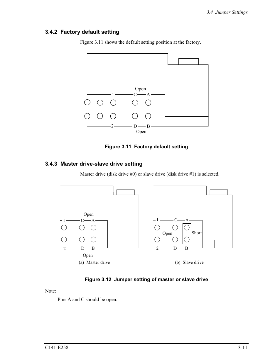 2 factory default setting, 3 master drive-slave drive setting | FUJITSU MHW2060AC User Manual | Page 53 / 278