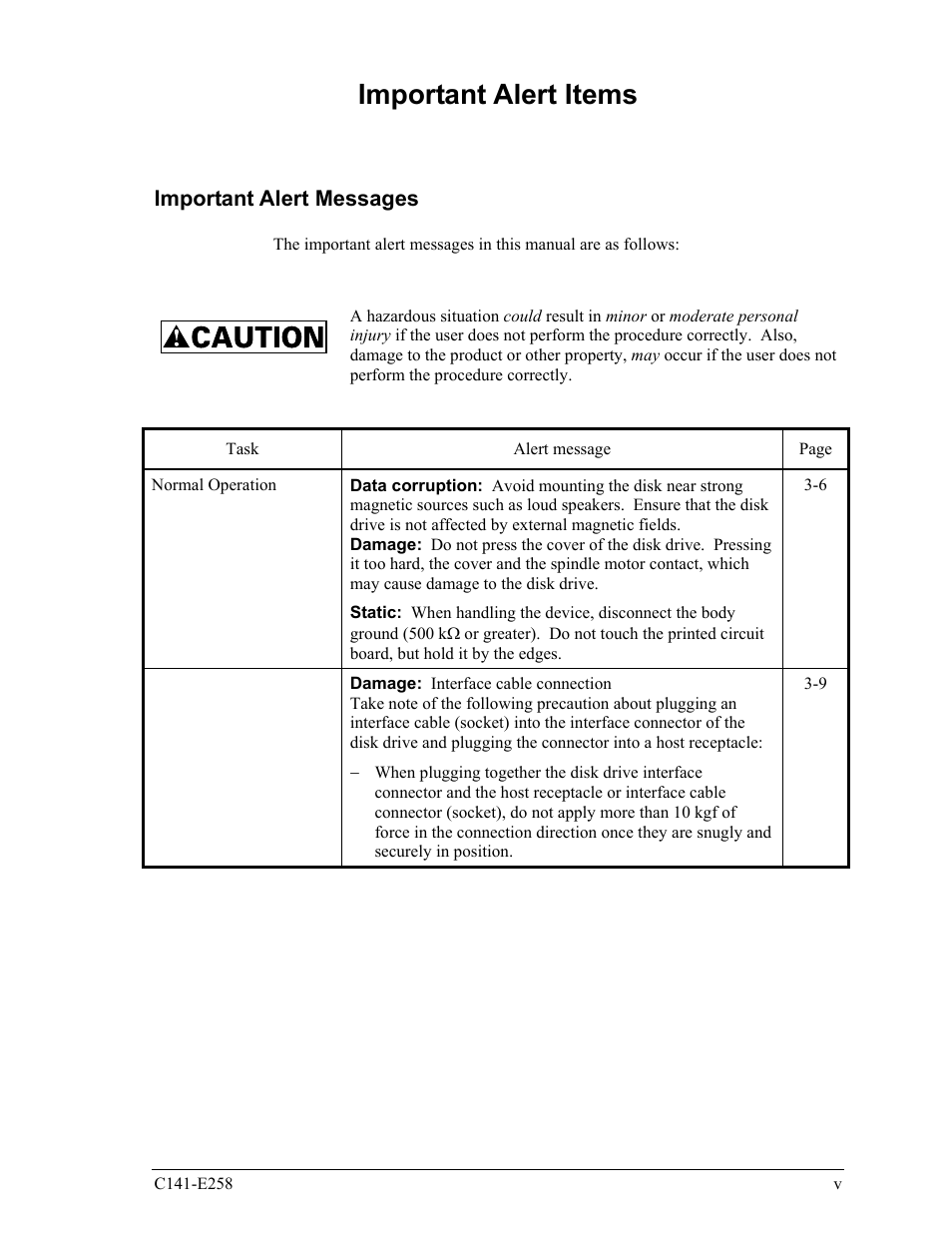Important alert items | FUJITSU MHW2060AC User Manual | Page 9 / 278