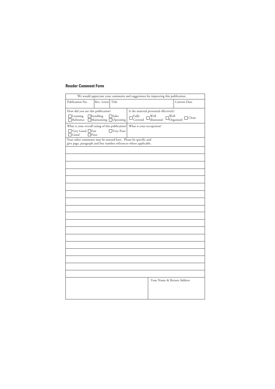 Reader comment form | FUJITSU M3093EX User Manual | Page 49 / 50
