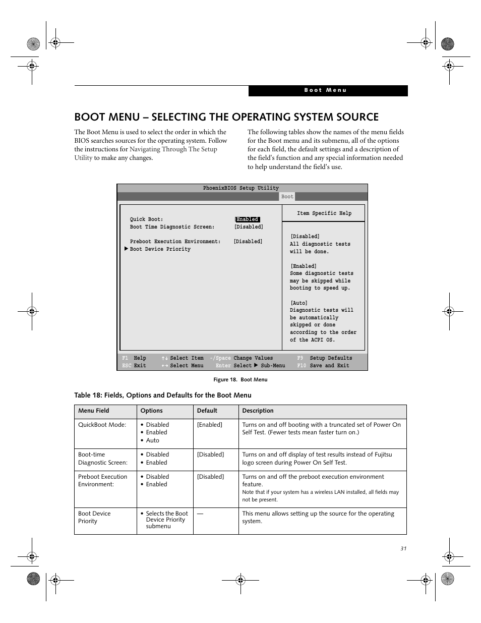 Boot menu – selecting the operating system source | FUJITSU B2610 User Manual | Page 31 / 35