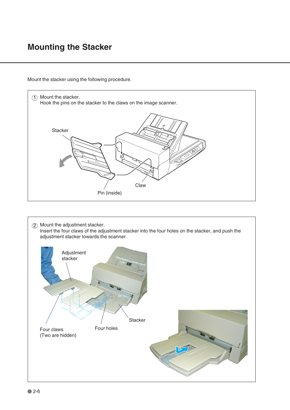 Mounting the stacker, Mounting the stacker -6 | FUJITSU fi-4750L User Manual | Page 31 / 95