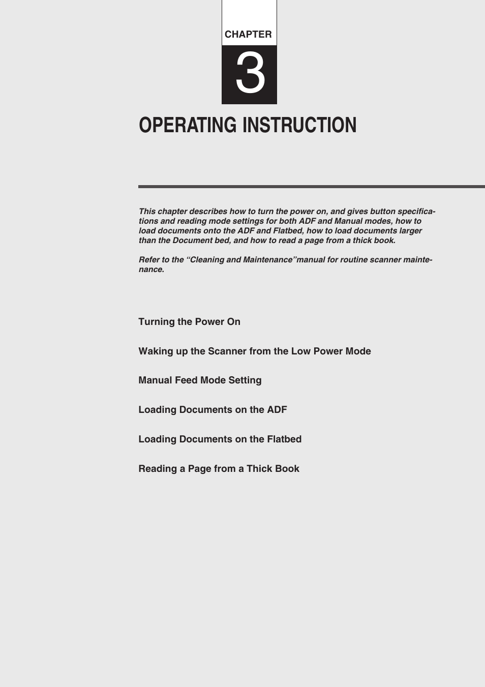 Chapter 3 operating instruction, Operating instruction, Operating | Instruction | FUJITSU fi-4750L User Manual | Page 34 / 95