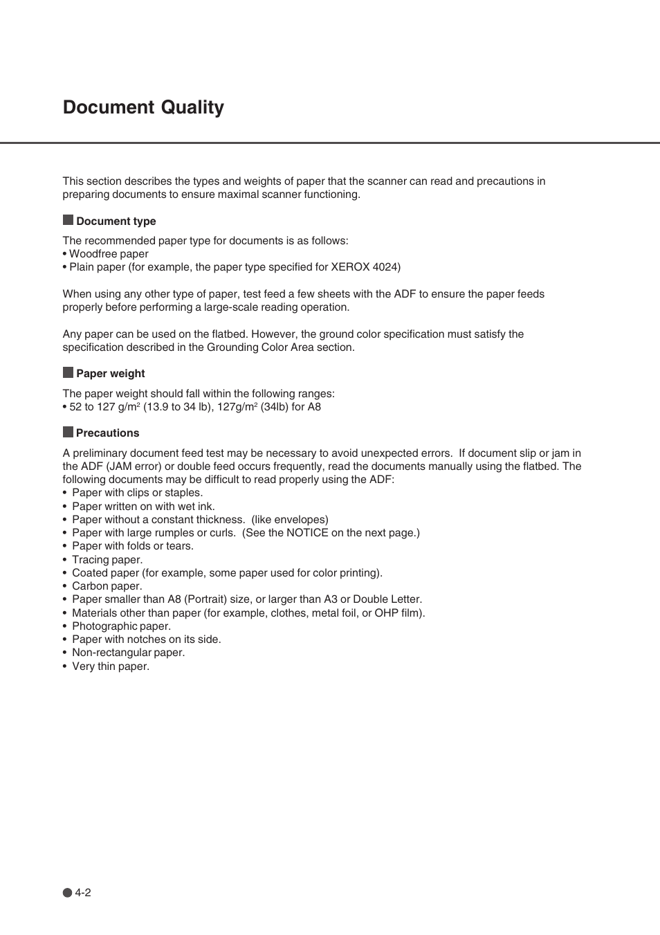 Document quality, Document quality -2 | FUJITSU fi-4750L User Manual | Page 47 / 95
