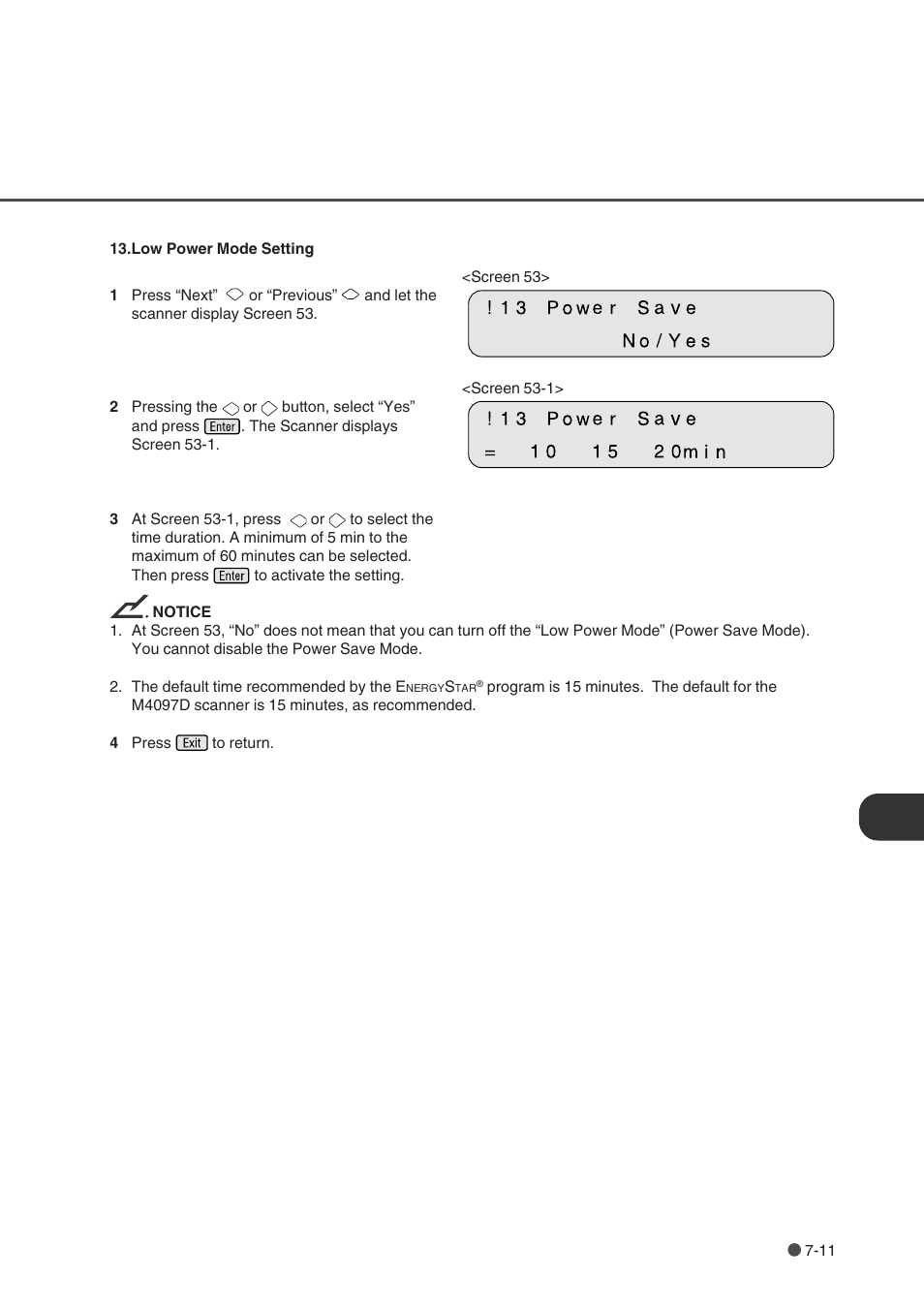 Low power mode setting, Low power mode, Setting | FUJITSU fi-4750L User Manual | Page 79 / 95