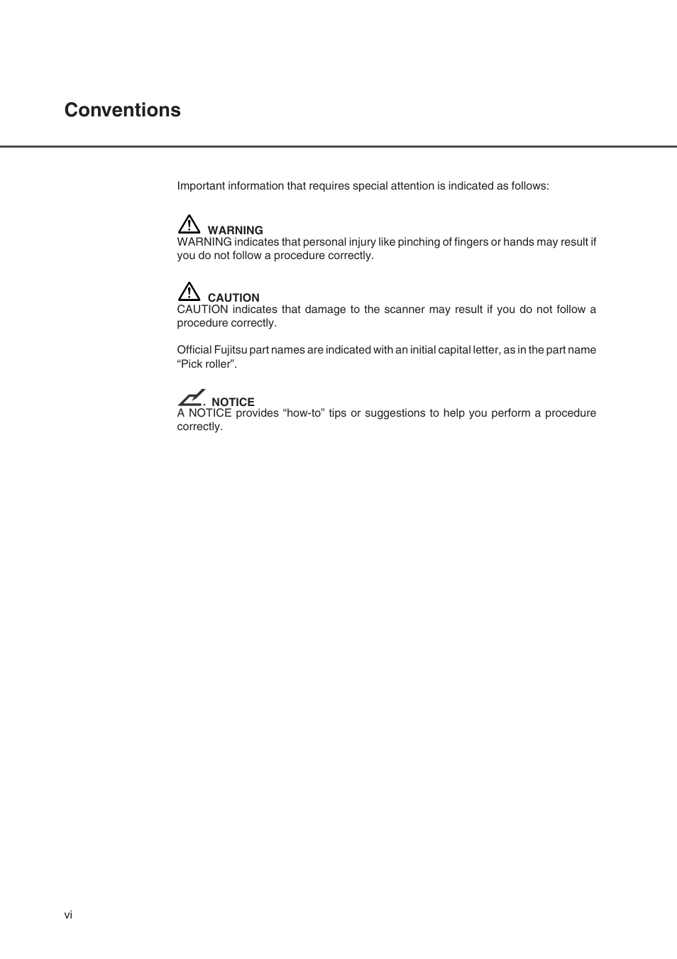 Conventions | FUJITSU fi-4750L User Manual | Page 8 / 95