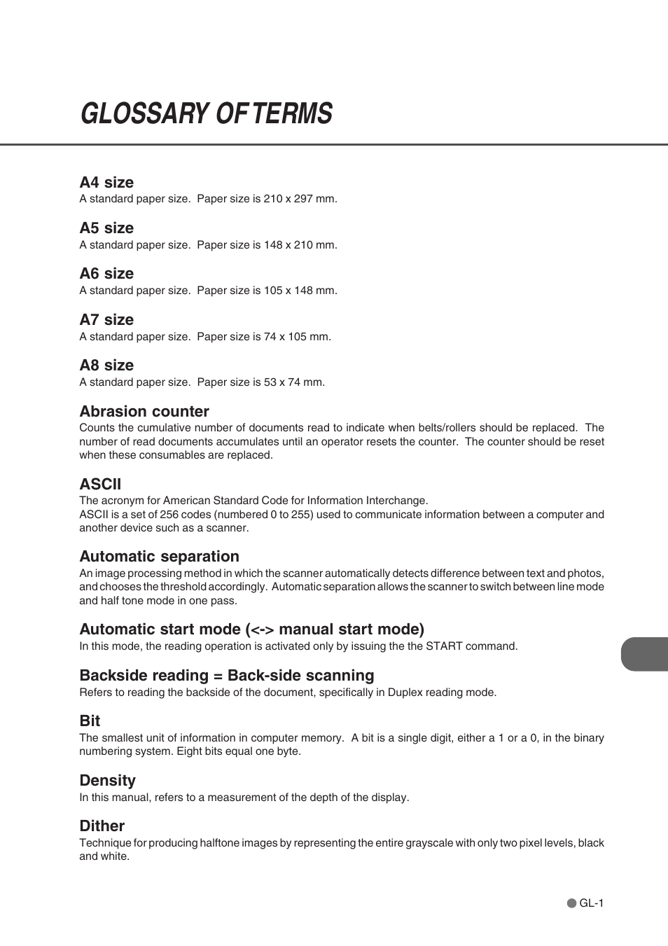 Glossary of terms, Glossary, Of terms | FUJITSU fi-4750L User Manual | Page 85 / 95