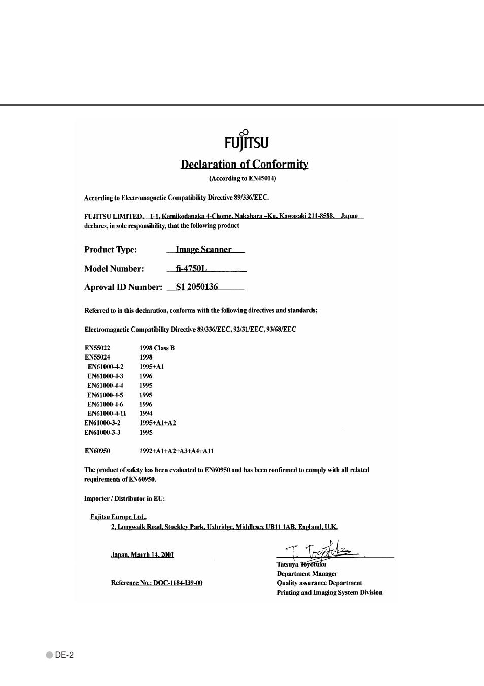 FUJITSU fi-4750L User Manual | Page 94 / 95