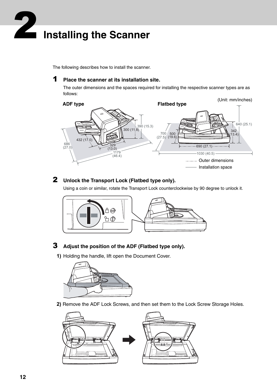 2 installing the scanner, Installing the scanner | FUJITSU Image Scanner fi-6670(A) User Manual | Page 12 / 26