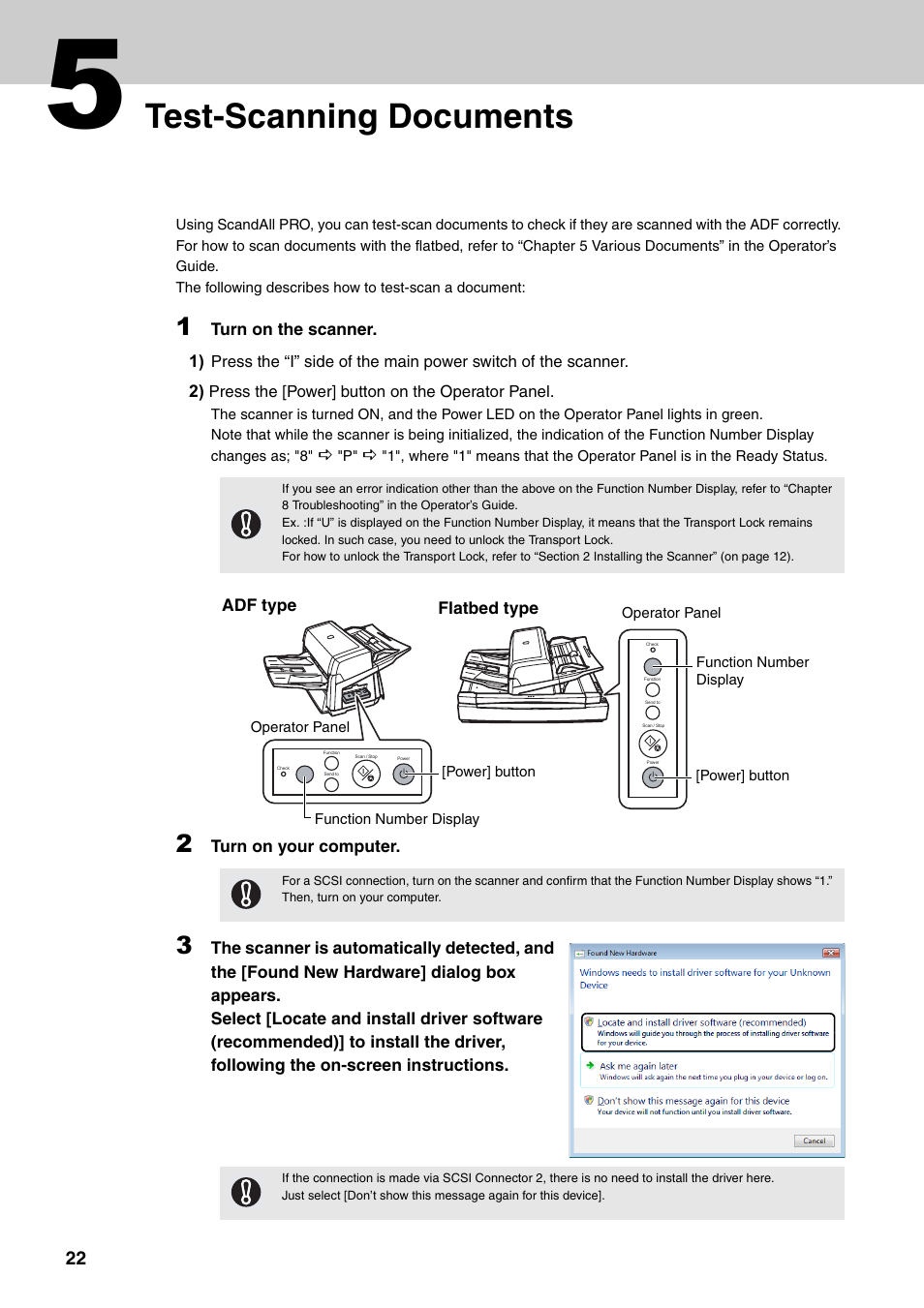 5 test-scanning documents, Test-scanning documents | FUJITSU Image Scanner fi-6670(A) User Manual | Page 22 / 26