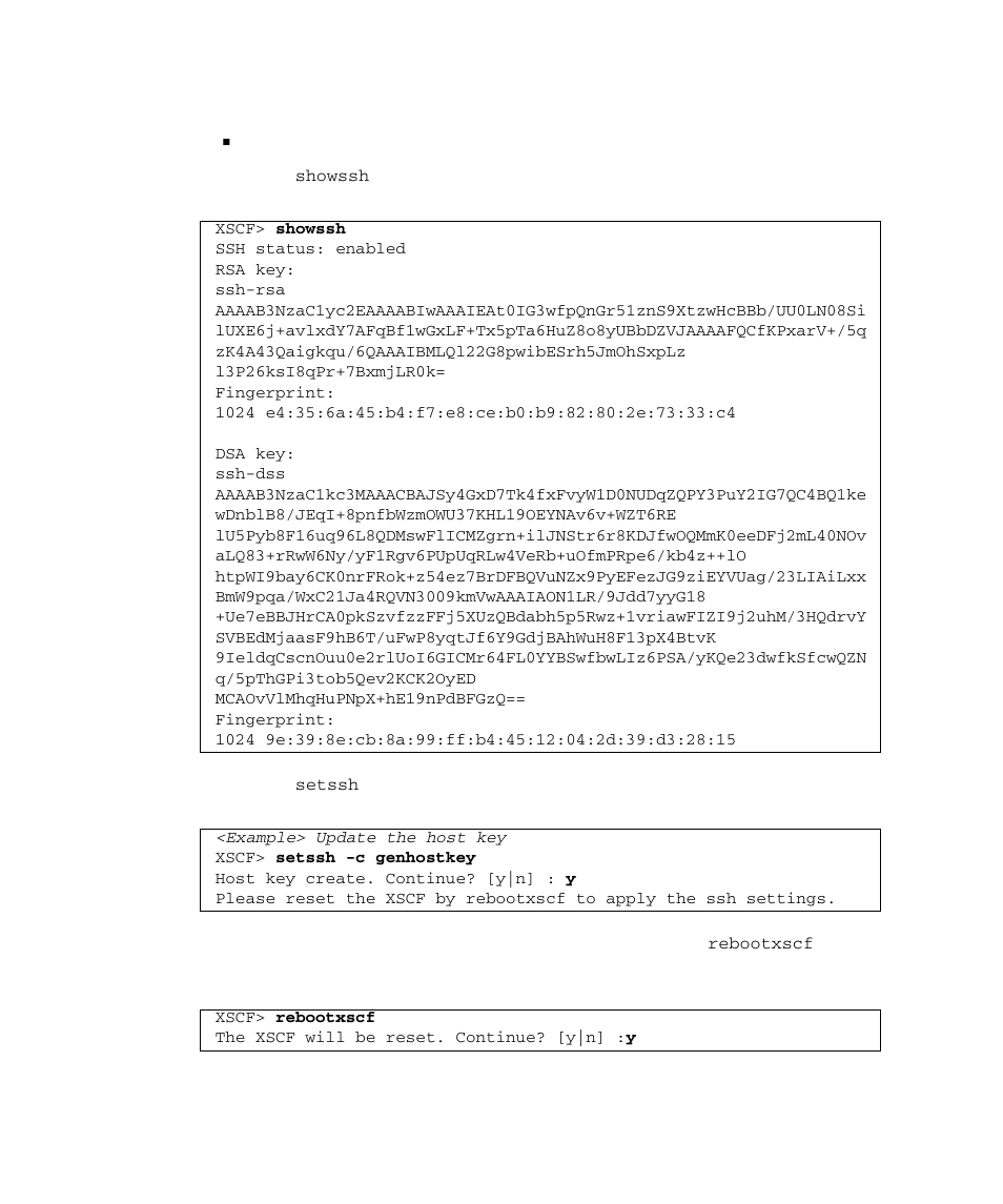 Specifying an ssh host key | FUJITSU SPARC M4000 User Manual | Page 108 / 376