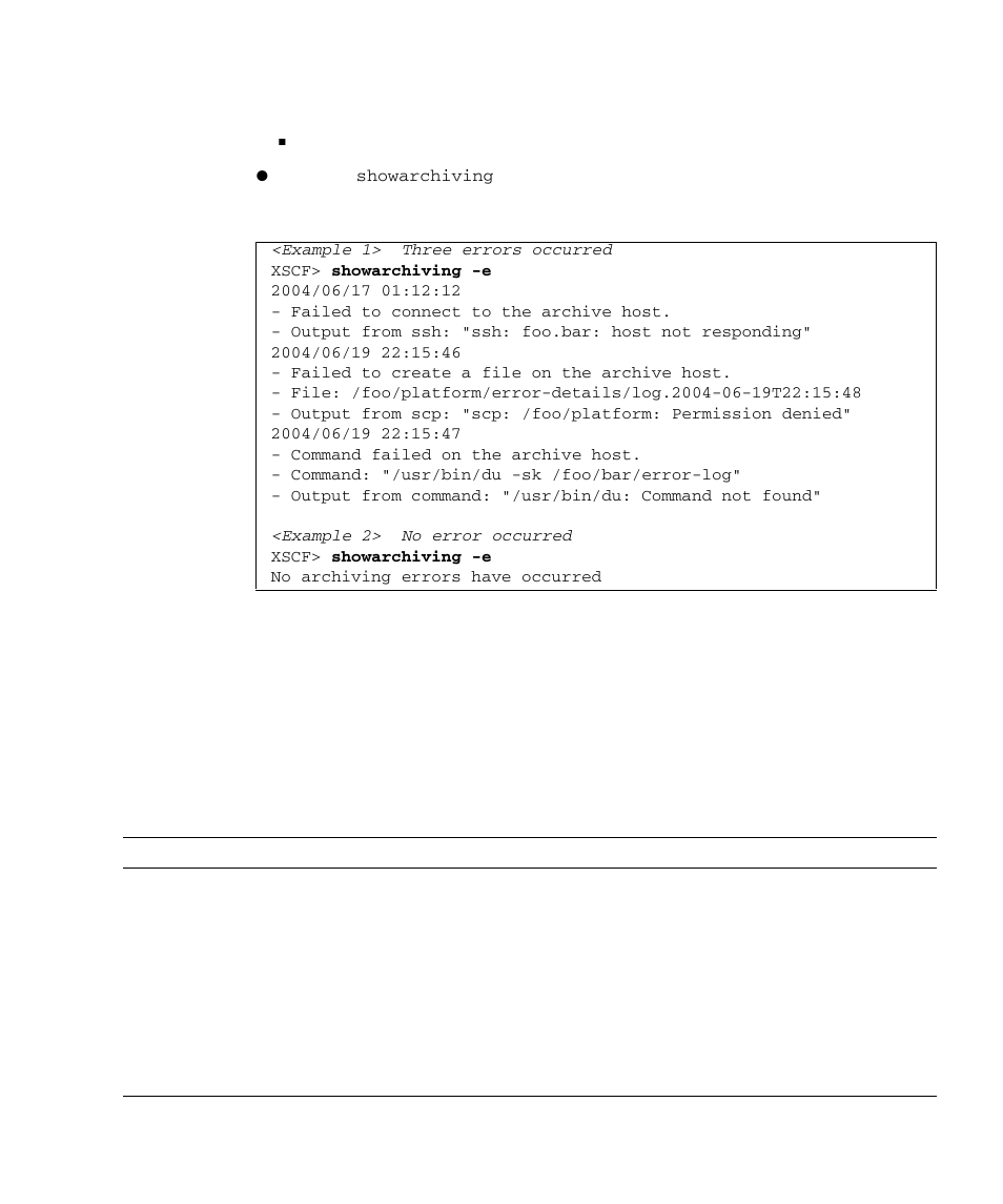 9 snmp administration, Snmp administration 2–73, Table 2-16 | Snmp admin, Section 2.2.9, “snmp administration, Displaying log archiving error information | FUJITSU SPARC M4000 User Manual | Page 129 / 376