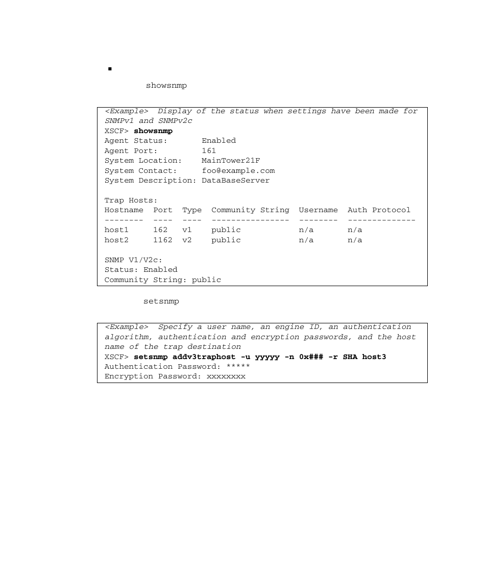 Setting snmpv3 trap | FUJITSU SPARC M4000 User Manual | Page 134 / 376