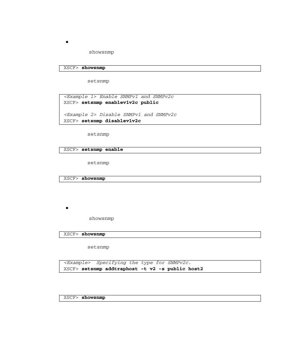 Setting the snmpv1 and snmpv2c trap | FUJITSU SPARC M4000 User Manual | Page 136 / 376