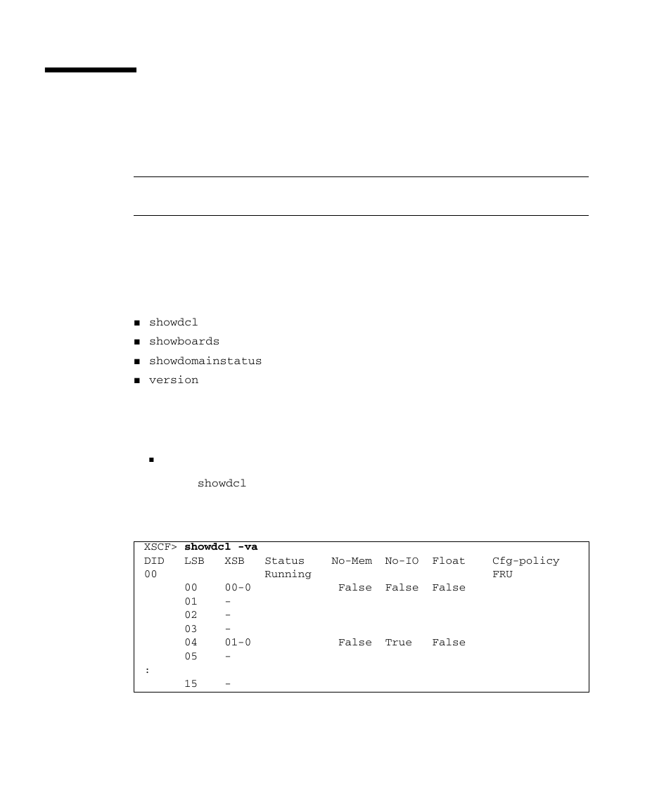2 display domain information, 1 domain information, Display domain information 4–6 | Domain information 4–6, Commands used to display domain information | FUJITSU SPARC M4000 User Manual | Page 214 / 376