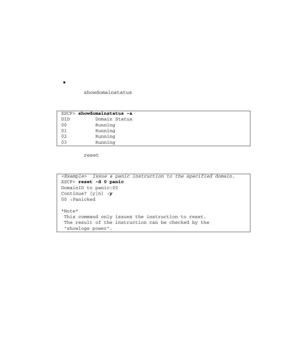 5 sending a domain panic request, Sending a domain panic request 4–14 | FUJITSU SPARC M4000 User Manual | Page 222 / 376
